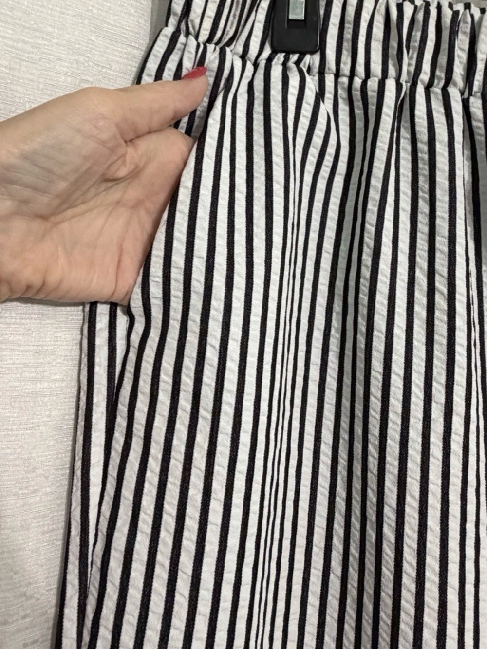 CLEARANCE! Black and White Striped Drawstring Woman’s Summer SeersuckerPant